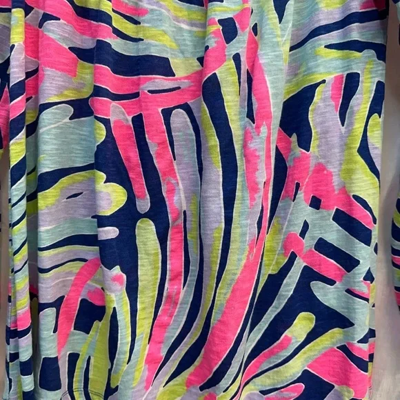 Lilly Pulitzer Blue and Pink Off-the-Shoulder Blouse - Picture 3 of 7